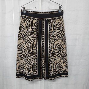 Silkland Skirt Zebra Pleated Brown A-Line Office Retro 6